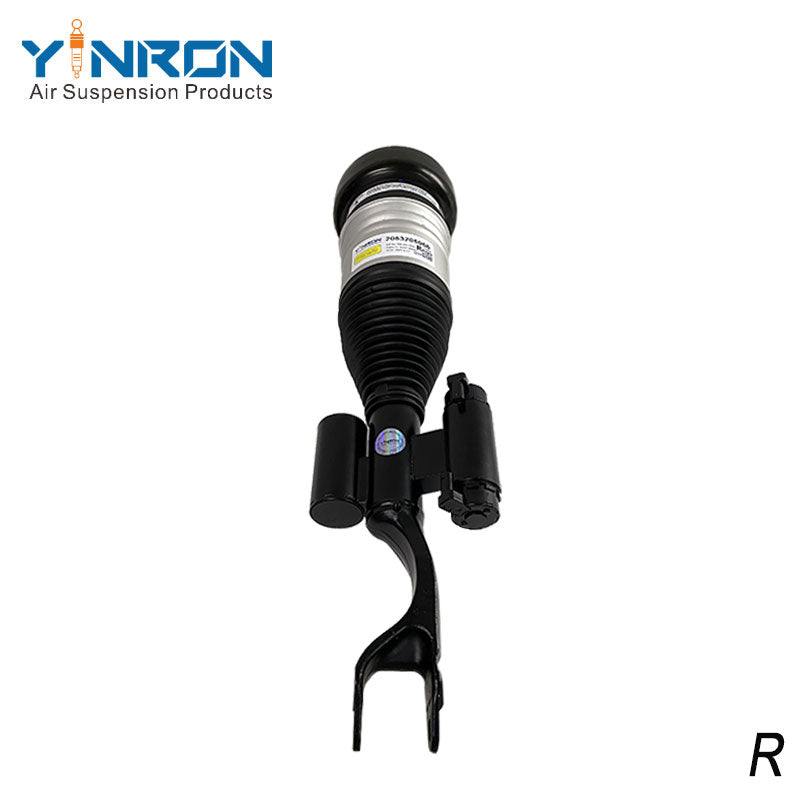 Detailed angle view of W205 front right air strut showcasing CNC-machined components