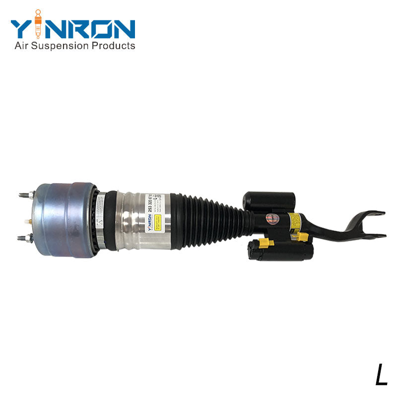 Detailed angle view of W253 front left air strut showcasing CNC-machined components