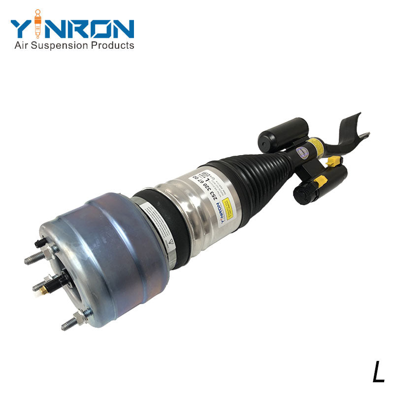 Side angle view of Mercedes W253 4Matic front left air suspension strut with ADS connector