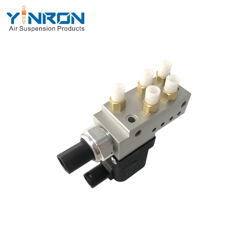 Front left 45 degree view for Mercedes-Benz E-Class W211 S211 air suspension valve block (A2113200158)
