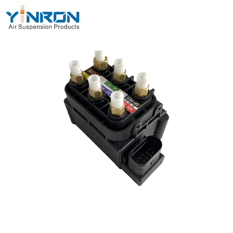Front right 45 degree view for Mercedes-Benz GLE Class C292 air suspension valve block (A2123200358)